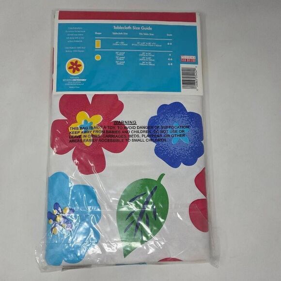 VINTAGE BED BATH & BEYOND UMBRELLA TABLECLOTH SUMMER FLORAL 70" ROUND VINYL NEW - Picture 5 of 7